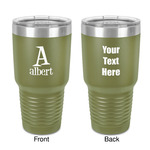 Name & Initial 30 oz Stainless Steel Tumbler - Olive - Double-Sided (Personalized)