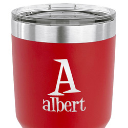 Name & Initial 30 oz Stainless Steel Tumbler - Red - Single-Sided (Personalized)