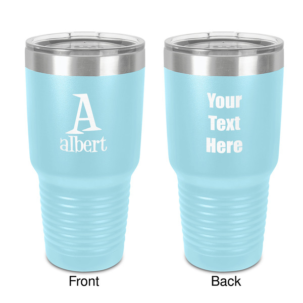 Custom Name & Initial 30 oz Stainless Steel Tumbler - Teal - Double-Sided (Personalized)