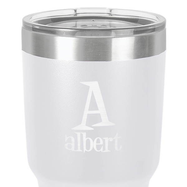 Name & Initial 30 oz Stainless Steel Ringneck Tumbler - White - Close Up