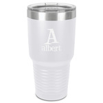 Name & Initial 30 oz Stainless Steel Tumbler - White - Single-Sided (Personalized)