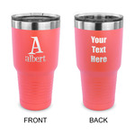 Name & Initial 30 oz Stainless Steel Tumbler - Coral - Double-Sided (Personalized)