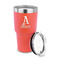Name & Initial 30 oz Stainless Steel Ringneck Tumblers - Coral - LID OFF