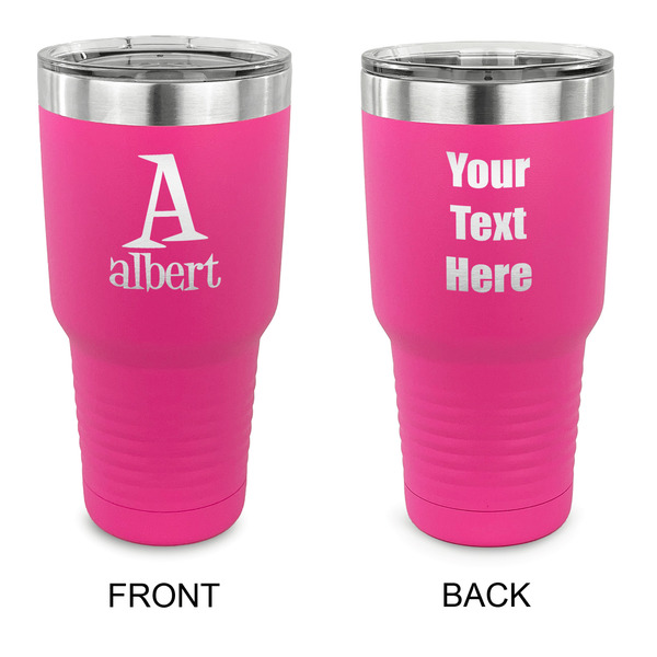 Custom Name & Initial 30 oz Stainless Steel Tumbler - Pink - Double-Sided (Personalized)