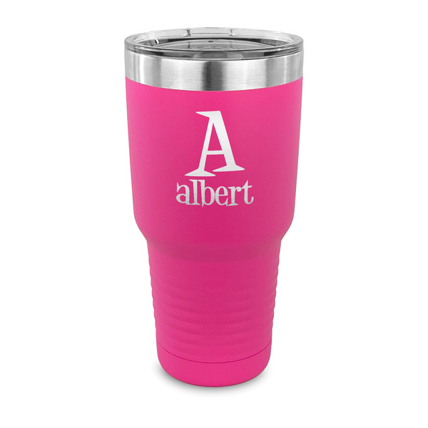 Custom Name & Initial 30 oz Stainless Steel Tumbler - Pink - Single-Sided (Personalized)