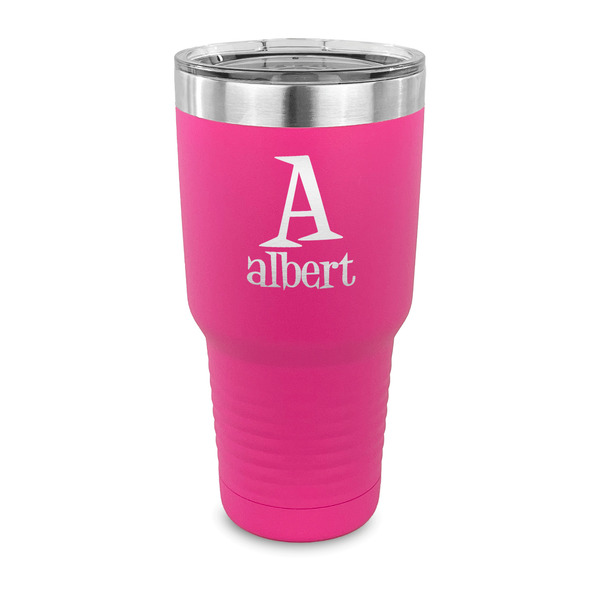 Name & Initial 30 oz Stainless Steel Ringneck Tumblers - Pink - FRONT
