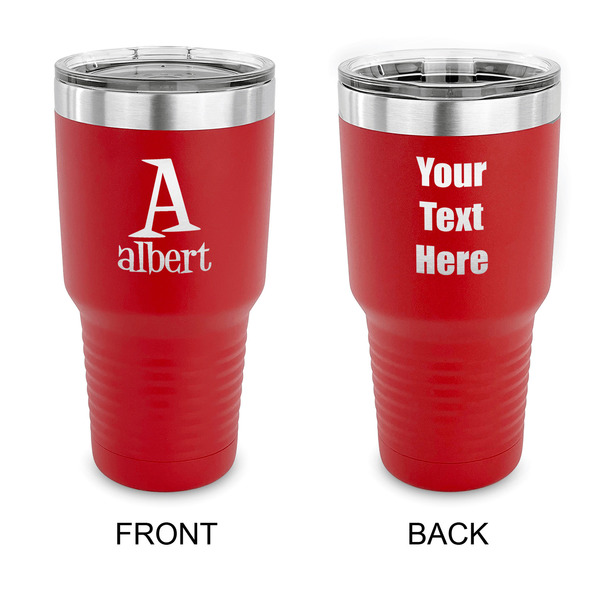 Custom Name & Initial 30 oz Stainless Steel Tumbler - Red - Double-Sided (Personalized)