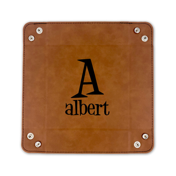Name & Initial 6" x 6" Leatherette Snap Up Tray - FLAT FRONT