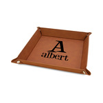 Name & Initial Faux Leather Valet Tray - 6" x 6" - Rawhide (Personalized)