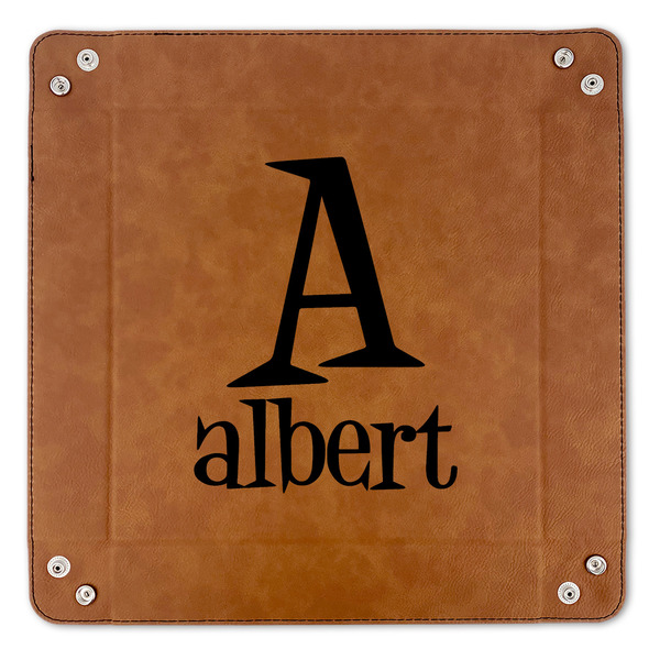 Name & Initial 9" x 9" Leatherette Snap Up Tray - APPROVAL (FLAT)