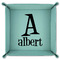 Name & Initial 9" x 9" Teal Leatherette Snap Up Tray - FOLDED