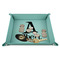 Name & Initial 9" x 9" Teal Leatherette Snap Up Tray - STYLED