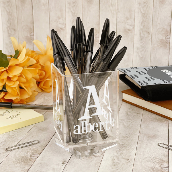 Name & Initial Acrylic Pencil Holder - IN CONTEXT