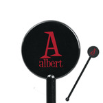 Name & Initial 5.5" Round Plastic Stir Sticks - Black - Single-Sided (Personalized)