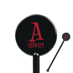 Name & Initial 5.5" Round Plastic Stir Sticks - Black - Double-Sided (Personalized)