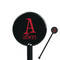 Name & Initial 5.5" Round Plastic Stir Sticks - Black - Single-Sided (Personalized)