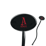 Name & Initial 7" Oval Plastic Stir Sticks - Black - Single-Sided (Personalized)