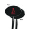 Name & Initial Black Plastic 7" Stir Stick - Single Sided - Oval - Front & Back