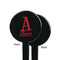 Name & Initial Black Plastic 7" Stir Stick - Single Sided - Round - Front & Back