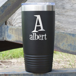 Name & Initial 20 oz Stainless Steel Tumbler - Black - Single-Sided (Personalized)