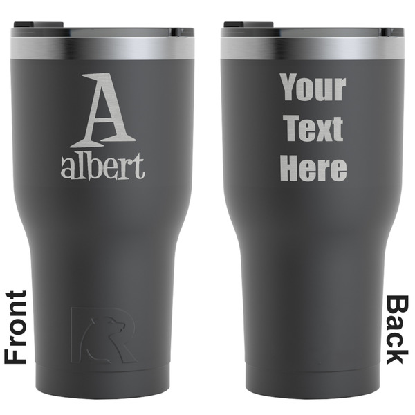 Custom Name & Initial RTIC Tumbler - Black - Laser Engraved - Double-Sided (Personalized)