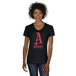 Name & Initial Women's V-Neck T-Shirt - Black (Personalized)
