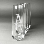 Name & Initial Champagne Flute - Stemless - Laser Engraved - Set of 4 (Personalized)