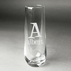Name & Initial Champagne Flute - Stemless - Laser Engraved - Single (Personalized)