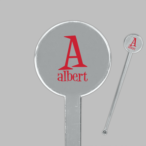 Name & Initial Clear Plastic 7" Stir Stick - Round - Closeup