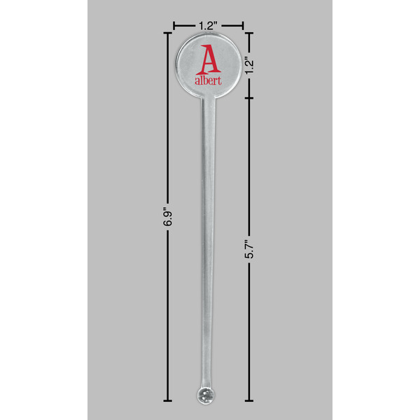 Name & Initial Clear Plastic 7" Stir Stick - Round - Dimensions