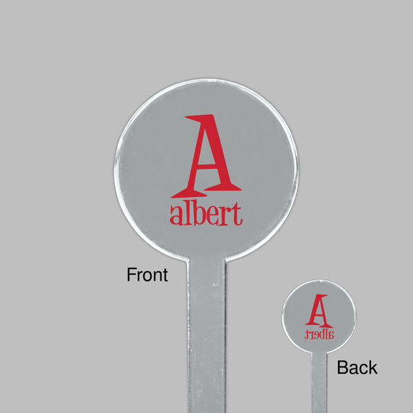 Name & Initial Clear Plastic 7" Stir Stick - Round - Front & Back