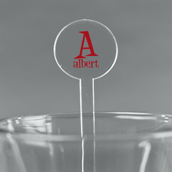 Name & Initial 7" Round Plastic Stir Sticks - Clear (Personalized)