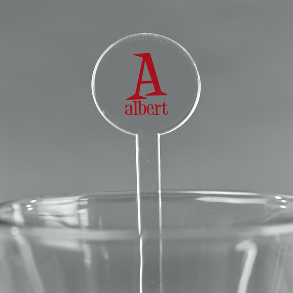 Custom Name & Initial 5.5" Round Plastic Stir Sticks - Clear (Personalized)