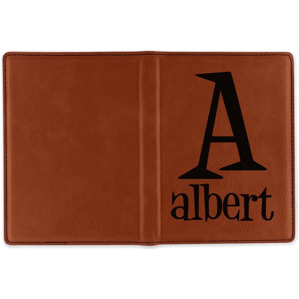 Name & Initial Cognac Leather Passport Holder Outside Single Sided - Apvl