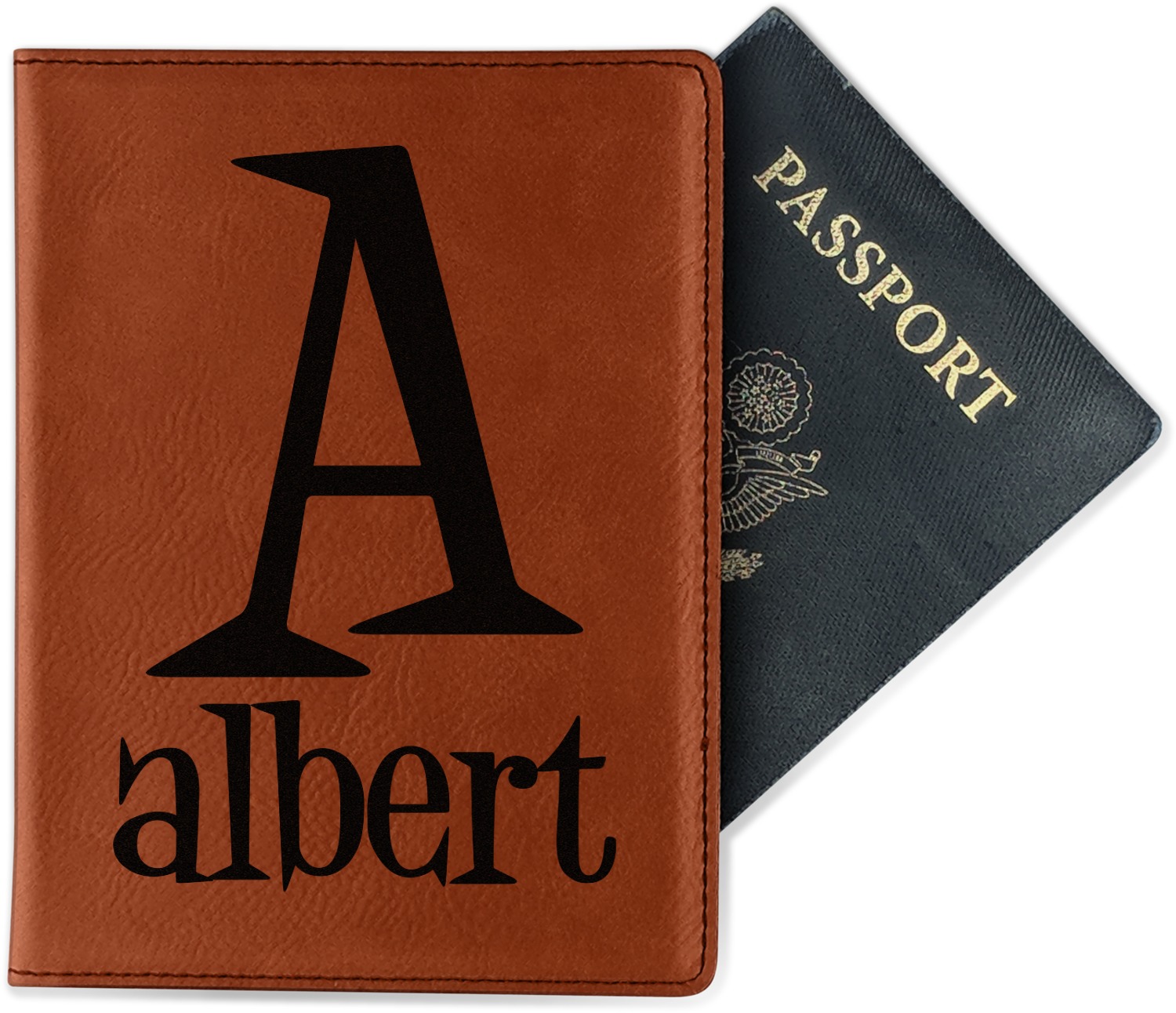 Custom Name & Initial Passport Holder Faux Leather (Personalized
