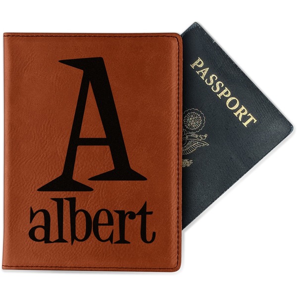 Custom Name & Initial Passport Holder - Faux Leather - Single-Sided (Personalized)