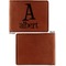 Name & Initial Cognac Leatherette Bifold Wallets - Front and Back Single Sided - Apvl