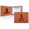 Name & Initial Cognac Leatherette Diploma / Certificate Holders - Front and Inside - Main