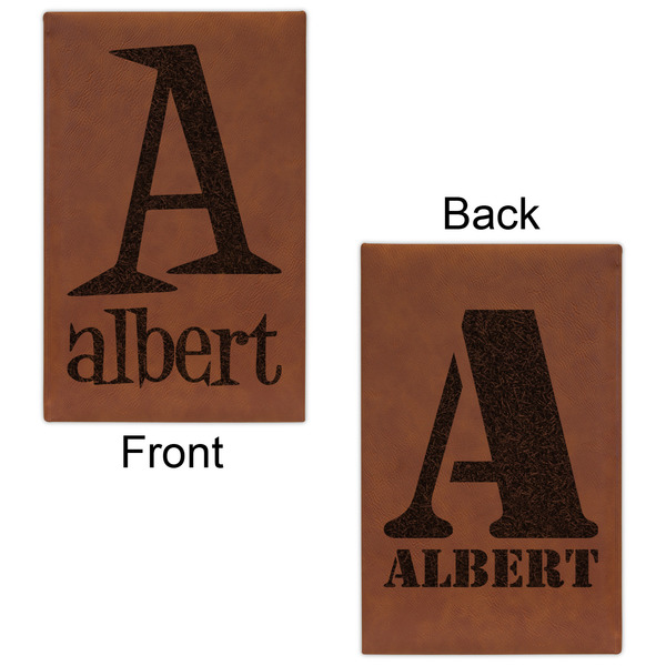 Name & Initial Cognac Leatherette Journal - Double Sided - Apvl