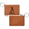 Name & Initial Cognac Leatherette Keychain ID Holders - Front Apvl