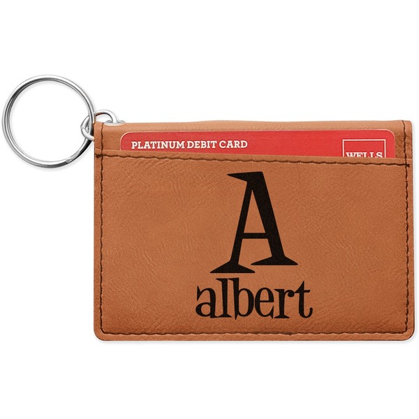 Custom Name & Initial Leatherette Keychain ID Holder (Personalized)