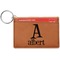 Name & Initial Cognac Leatherette Keychain ID Holders - Front Credit Card