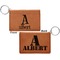 Name & Initial Cognac Leatherette Keychain ID Holders - Front and Back Apvl