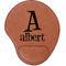 Name & Initial Cognac Leatherette Mouse Pads with Wrist Support - Flat