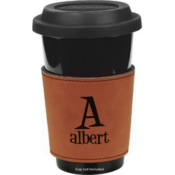 Name & Initial Leatherette Cup Sleeve - Single-Sided (Personalized)