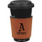 Name & Initial Cognac Leatherette Mug Sleeve - Front