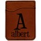 Name & Initial Cognac Leatherette Phone Wallet close up