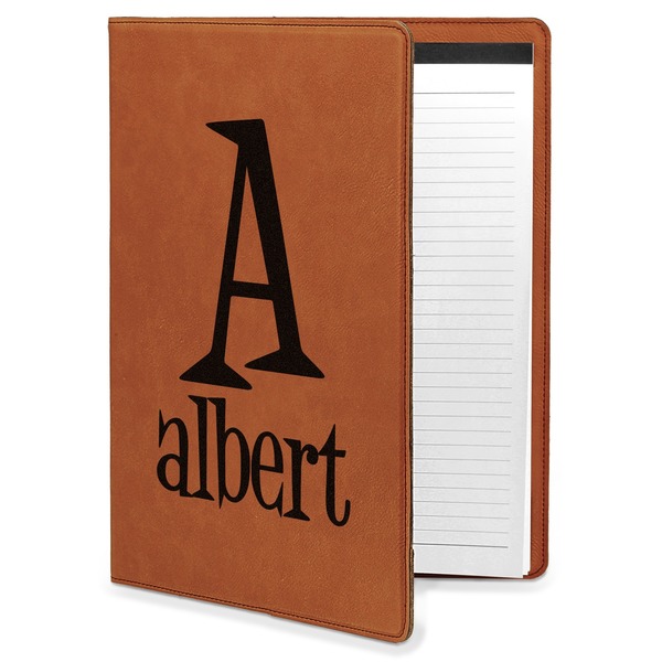 Custom Name & Initial Leatherette Portfolio with Notepad - Large - Double-Sided (Personalized)