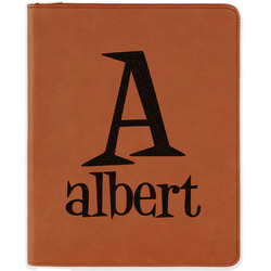 Name & Initial Leatherette Zipper Portfolio with Notepad (Personalized)