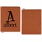 Name & Initial Cognac Leatherette Zipper Portfolios with Notepad - Single Sided - Apvl